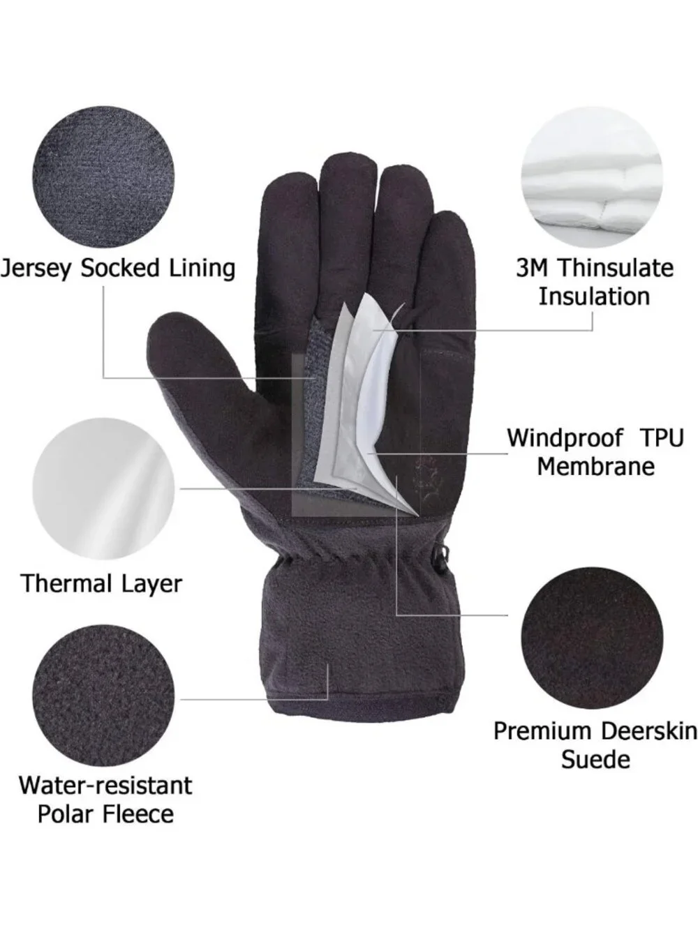Cozy Winter Gloves - Soft Deerskin Suede, Thermal Fleece & 3M Thinsulate